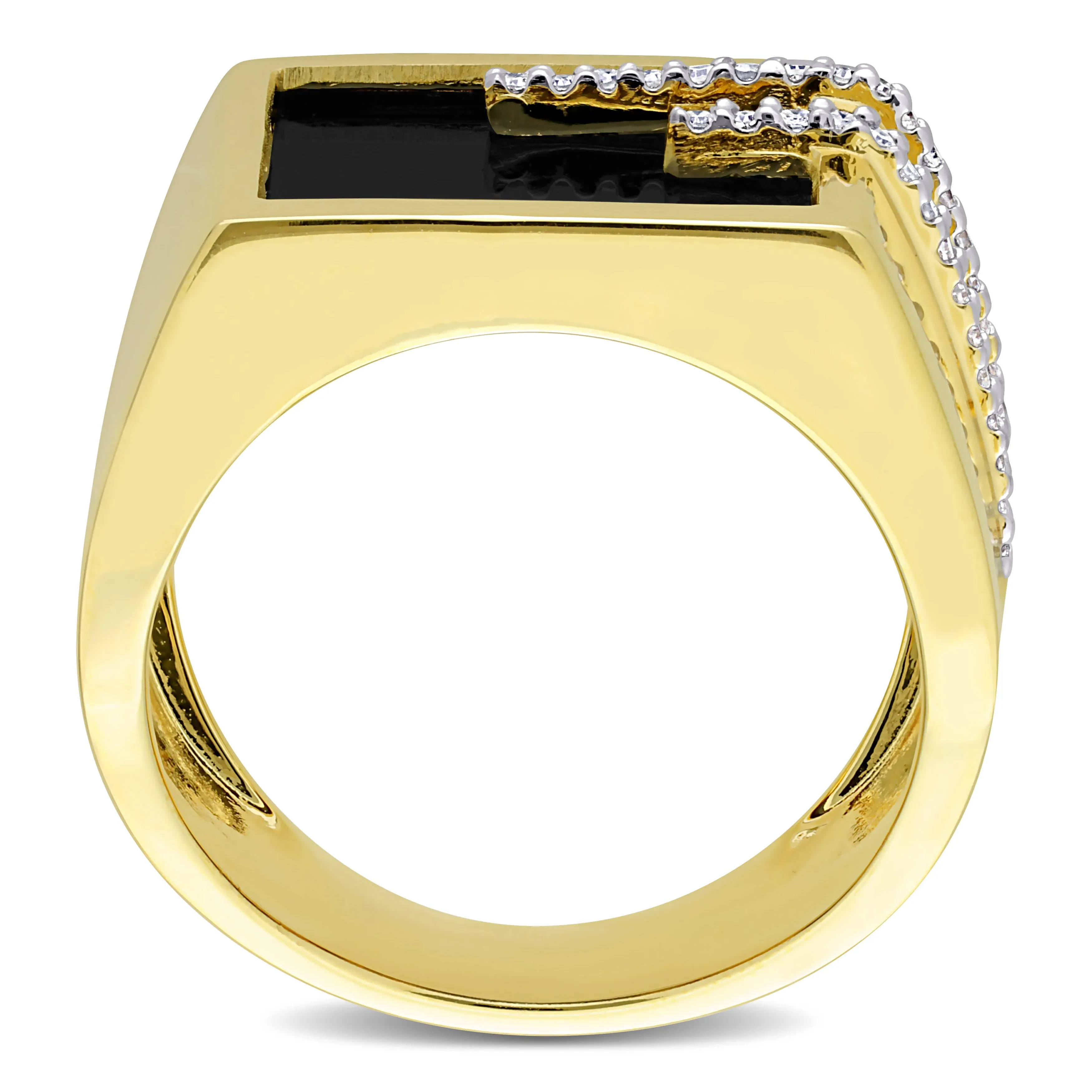 Mimi & Max 5ct TGW Square Black Onyx and 1/6ct TW Diamond Men's Ring in Yellow Plated Sterling Silver