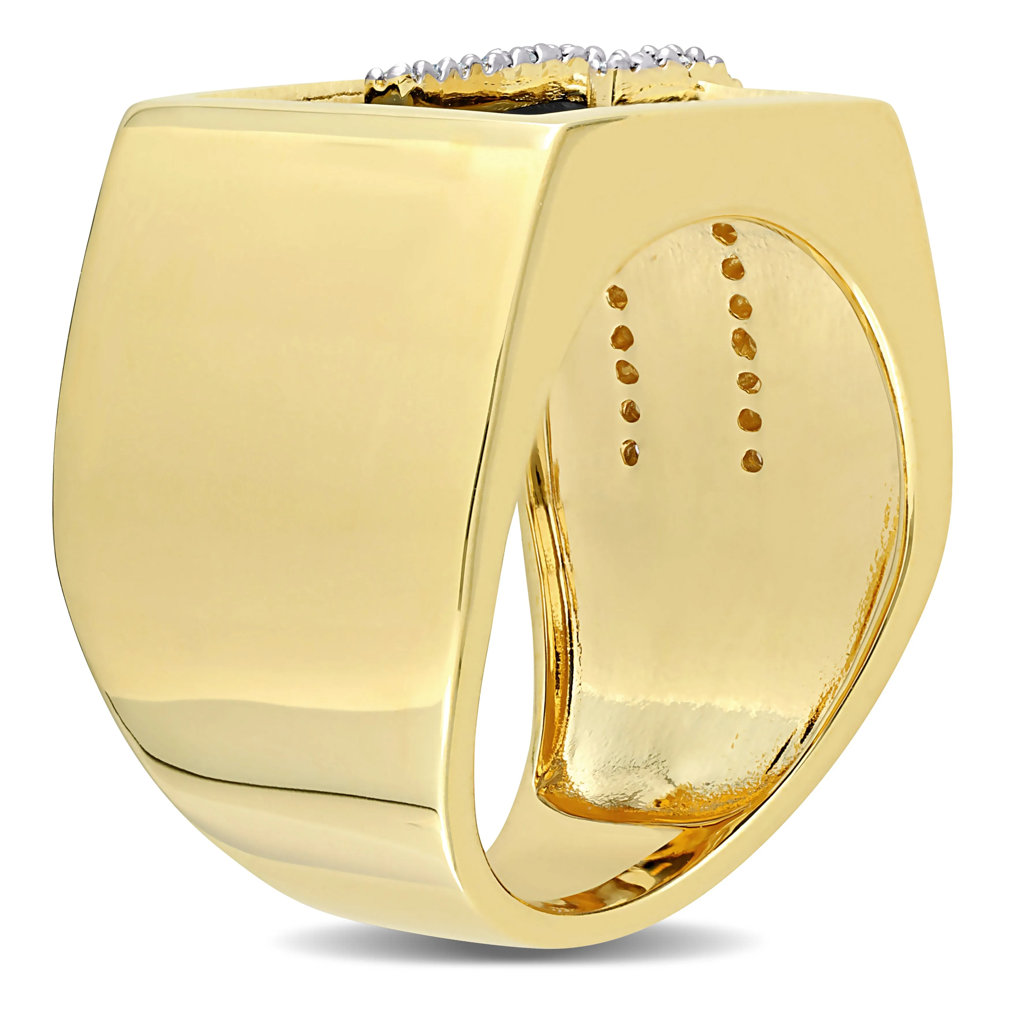 Mimi & Max 5ct TGW Square Black Onyx and 1/6ct TW Diamond Men's Ring in Yellow Plated Sterling Silver