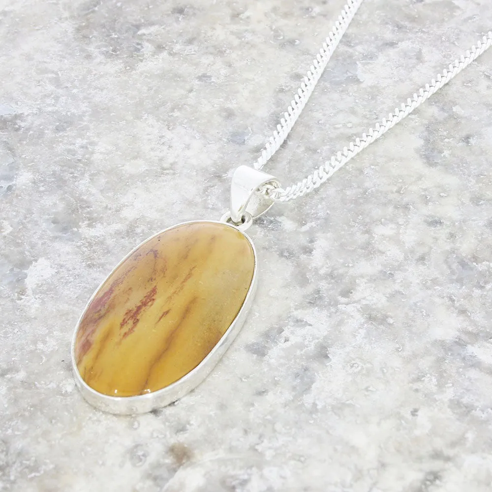 Mookaite Sterling Silver Oval Pendant and Chain