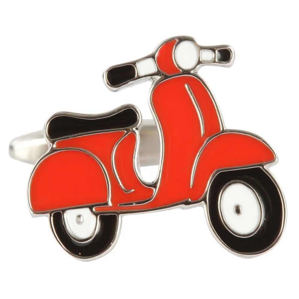 Motor Scooter Red and Black Detail Mens Cufflinks 901321