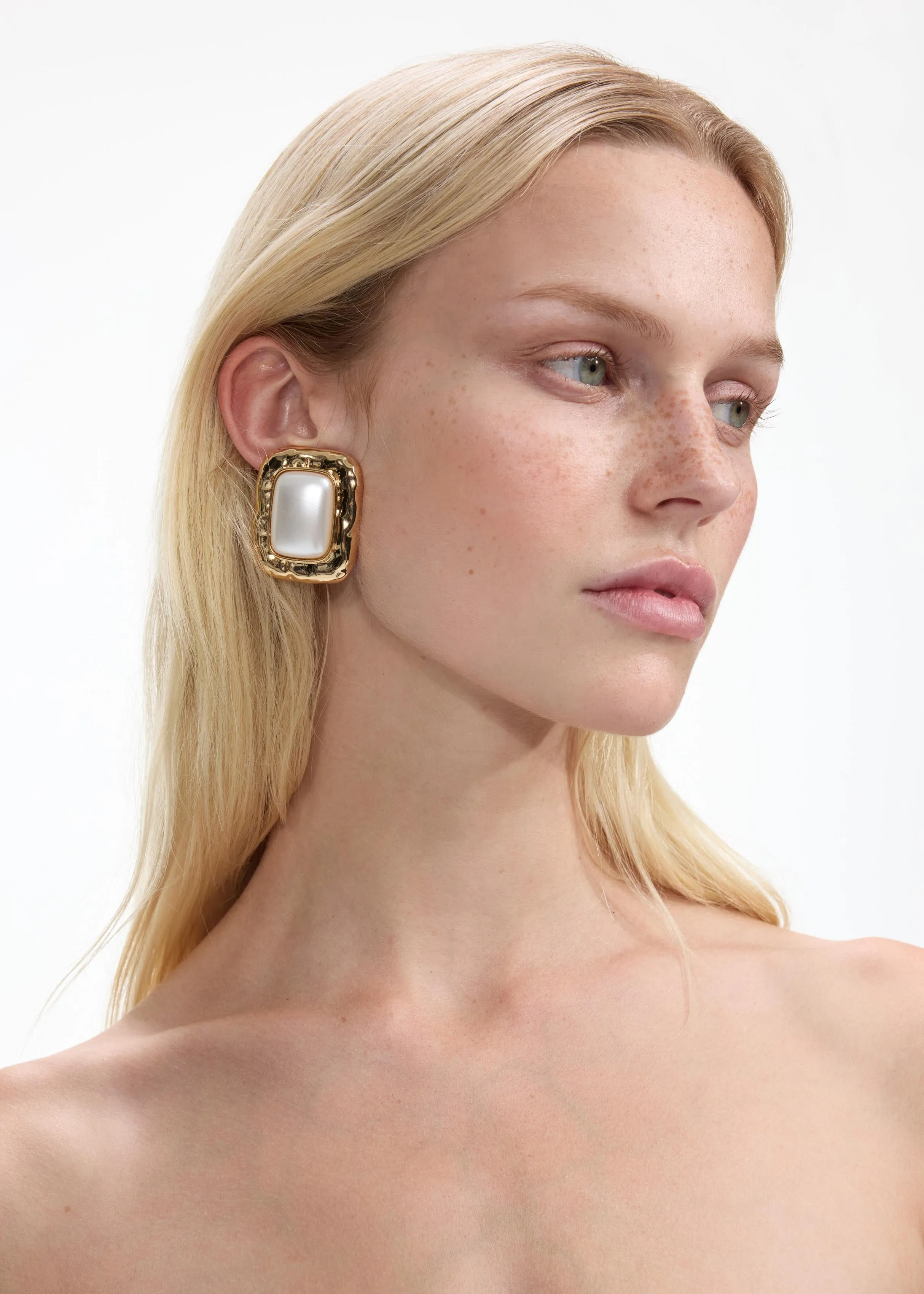 Mottled Gold Pearl Earrings Self Portrait