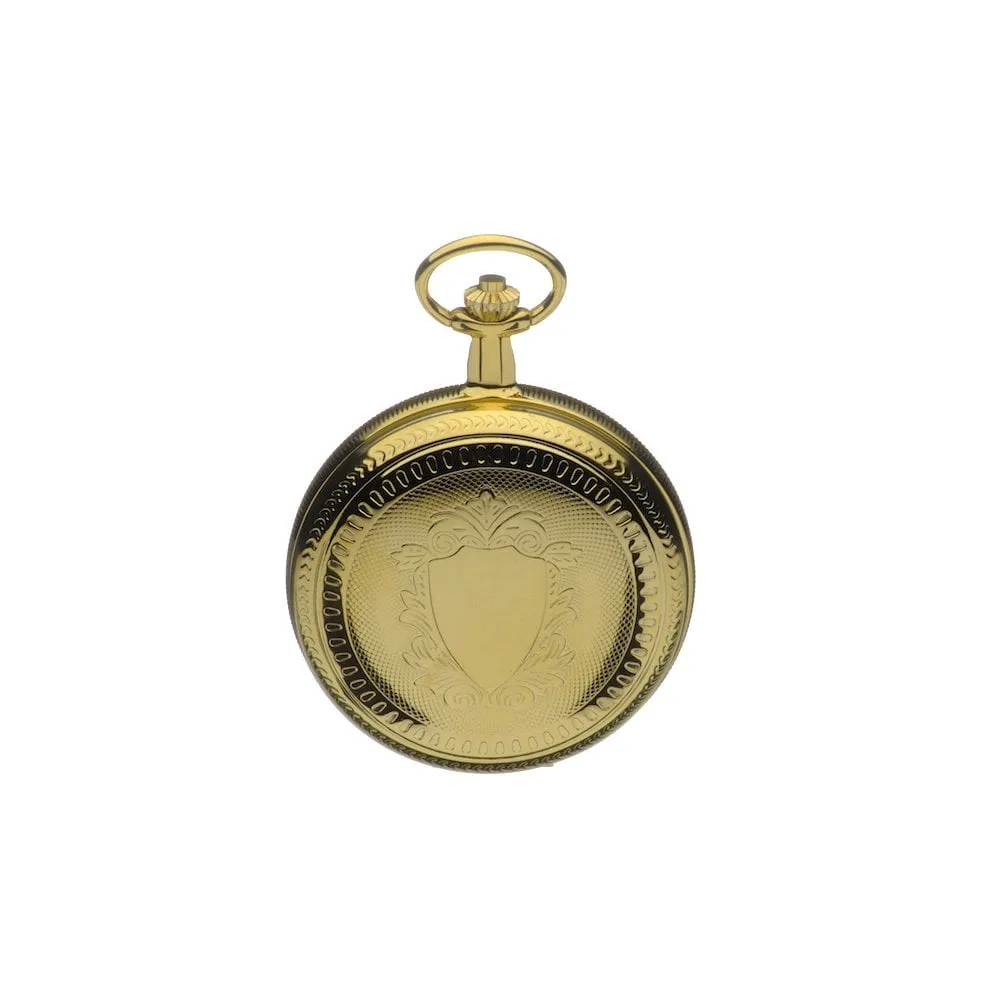 Mount Royal Yellow Gold Plated Full Hunter Skeleton Dial Mechanical Pocket Watch MR-B21