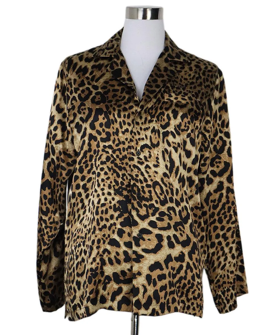 Nili Lotan Leopard Print Silk Blouse sz 4