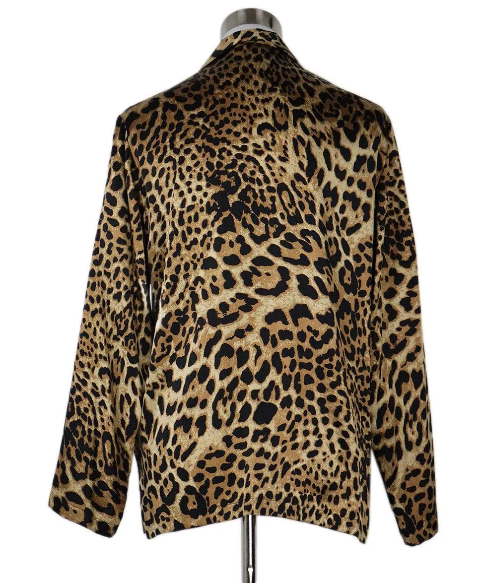 Nili Lotan Leopard Print Silk Blouse sz 4