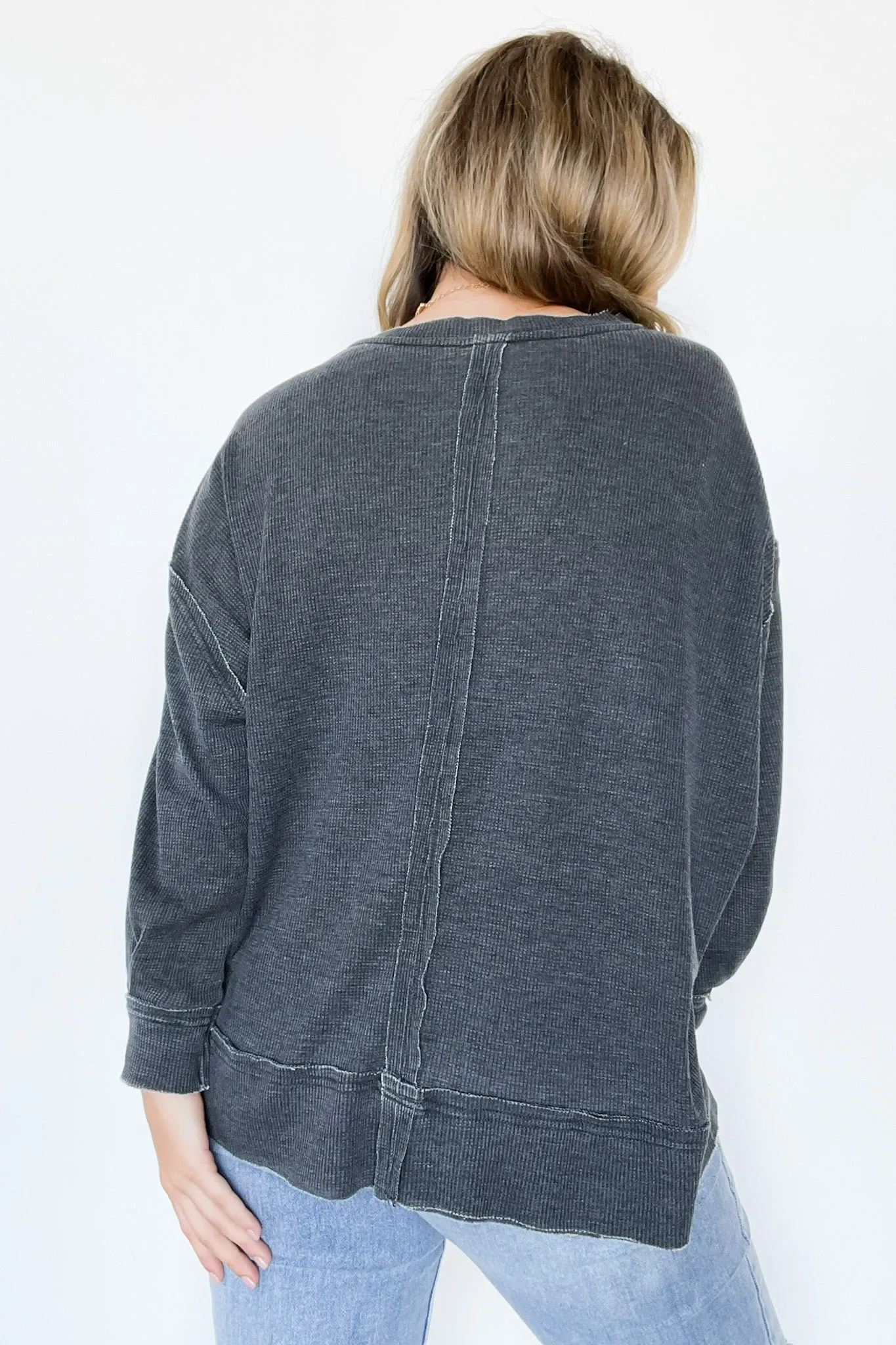 Noella Waffle Knit Oversized Top - FINAL SALE