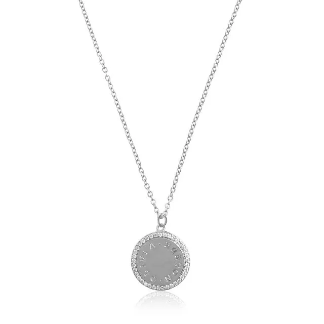 Olivia Burton Bejewelled Classics Disc Silver Necklace OBJCON76
