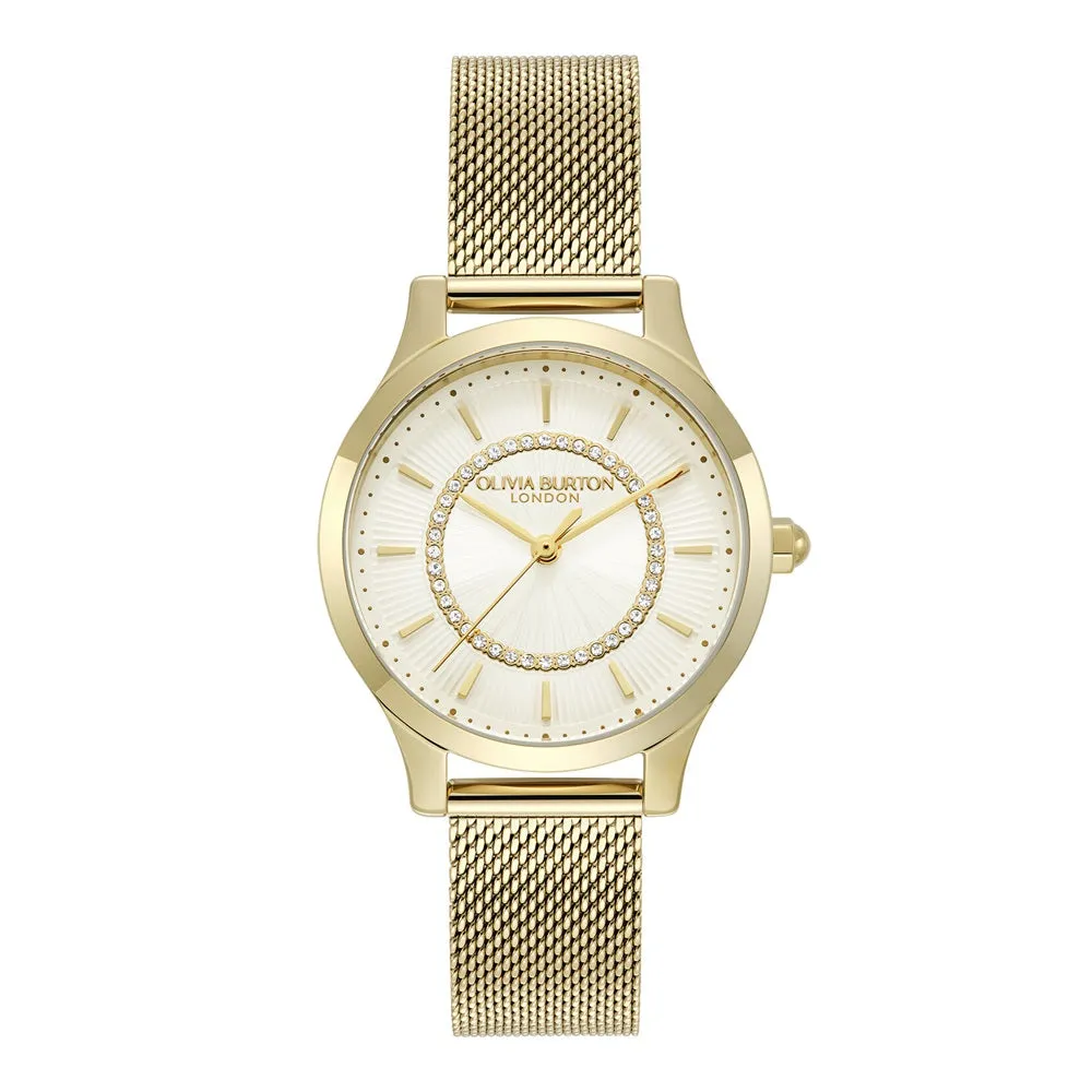Olivia Burton Classic Wonderlust Ivory and Gold Mesh Watch 24000214