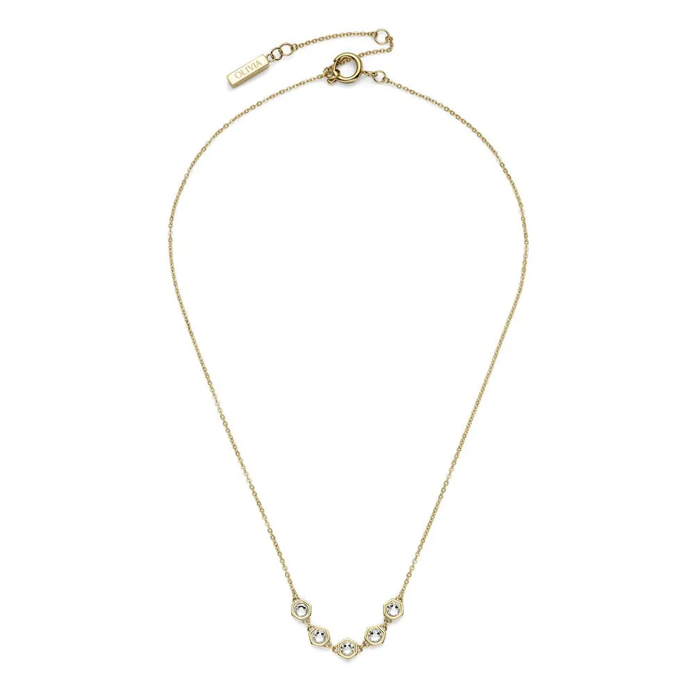 Olivia Burton Ever Stacked Crystal Honeycomb Gold Plated Necklace 24100340