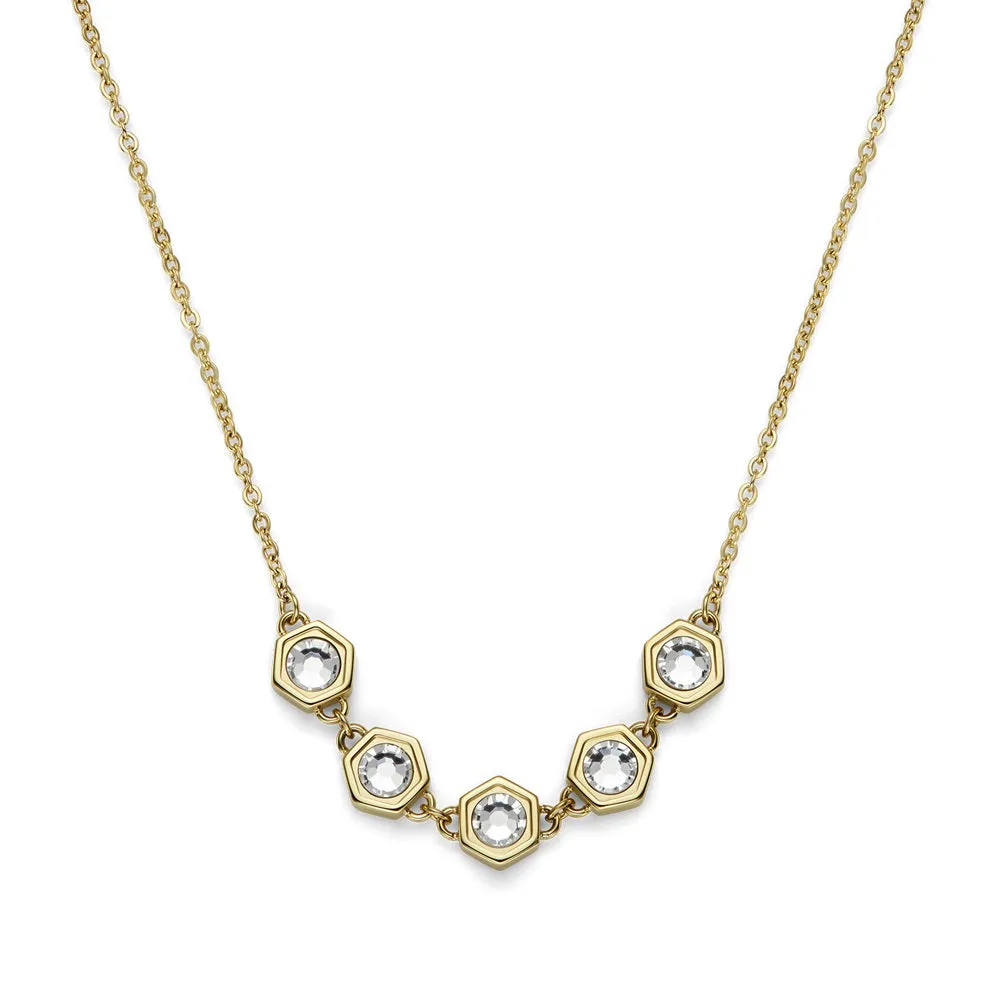 Olivia Burton Ever Stacked Crystal Honeycomb Gold Plated Necklace 24100340