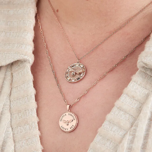 Olivia Burton Lucky Bee Rose Gold Necklace OBJAMN77