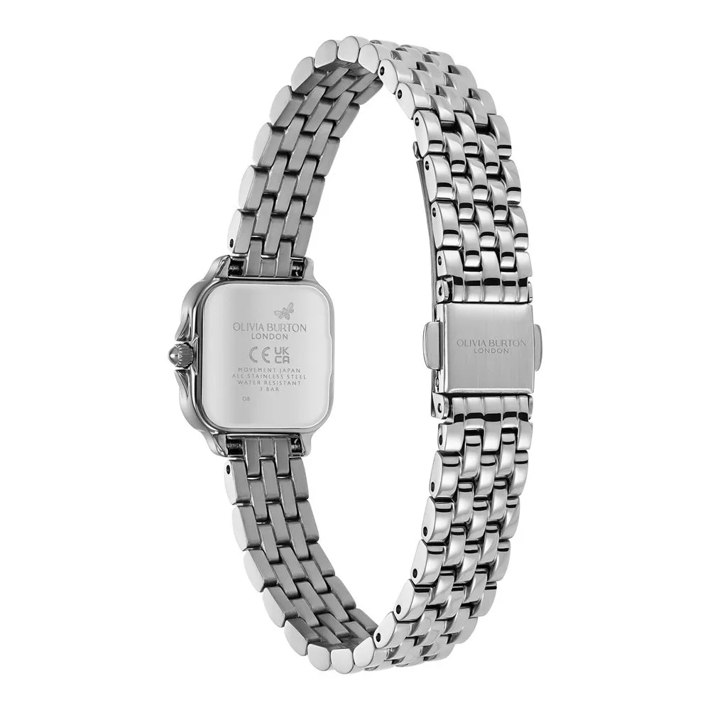 Olivia Burton Mini Grosvenor Sage Green and Silver Watch 24000255
