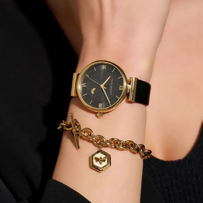 Olivia Burton Minima Bee Ladies Leather Strap Watch 24000099