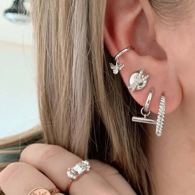 Olivia Burton Rope Twist Silver Hoop Earrings OBJCOE128