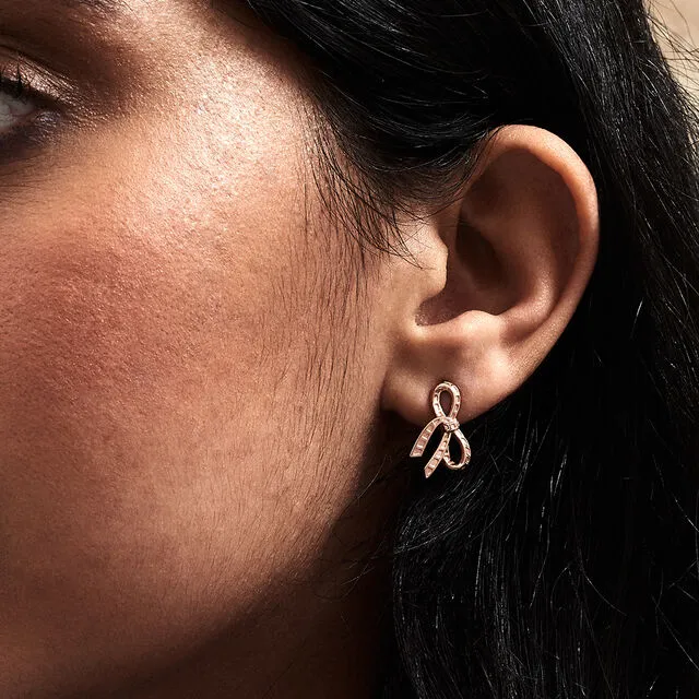 Olivia Burton Rose Gold Plated Bow Stud Earrings OBJVBE36