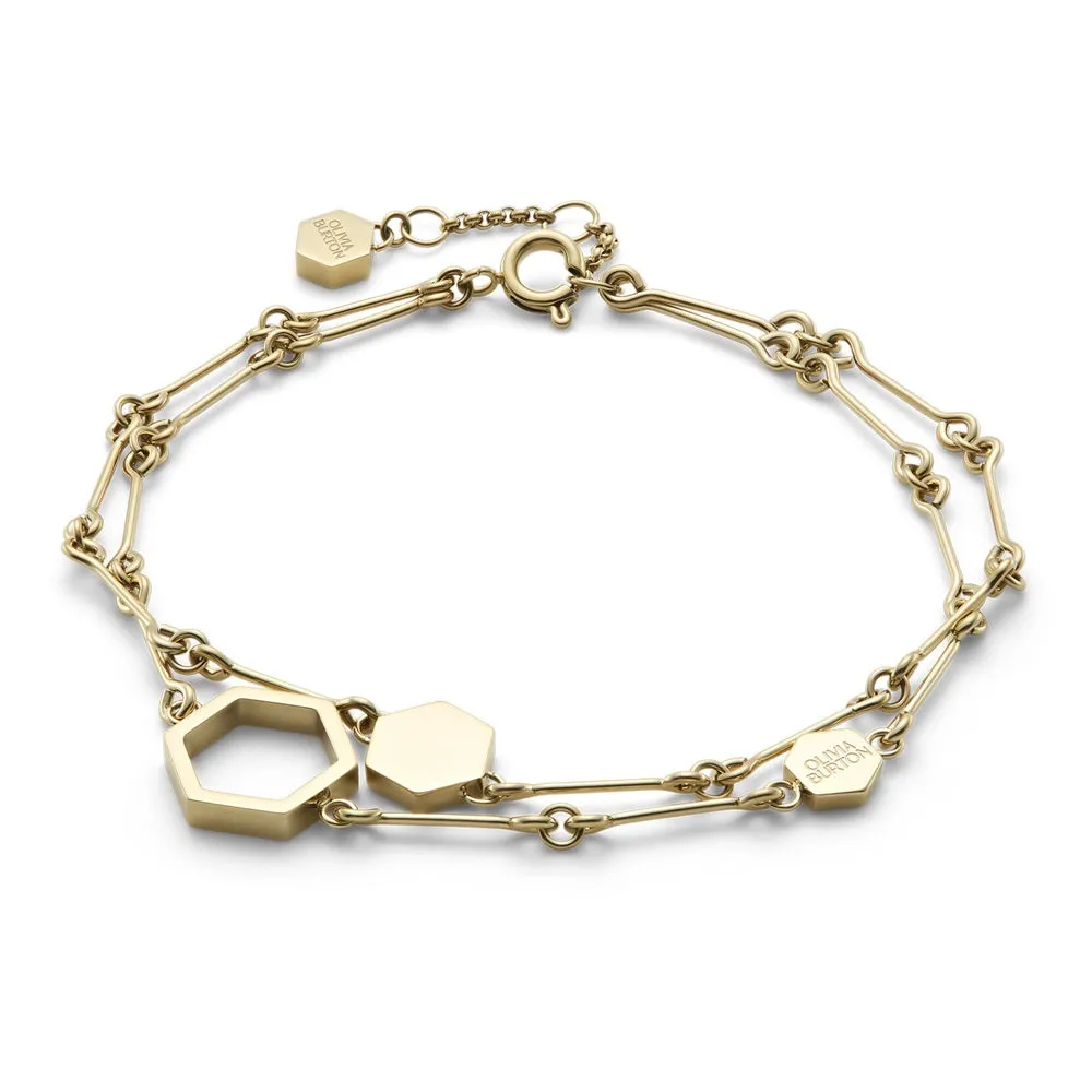 Olivia Burton Signature Honeycomb Double Chain Bracelet 24100308