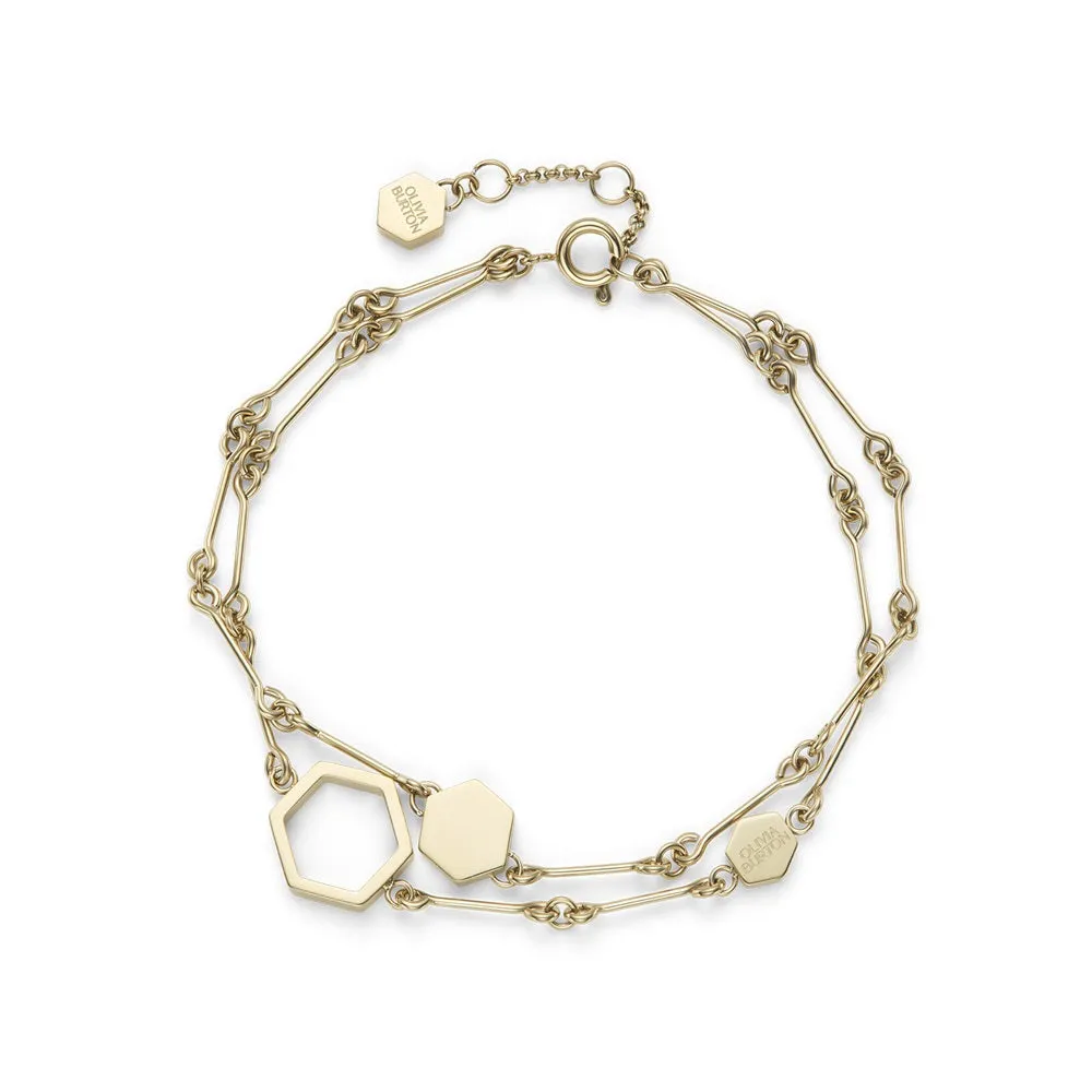 Olivia Burton Signature Honeycomb Double Chain Bracelet 24100308