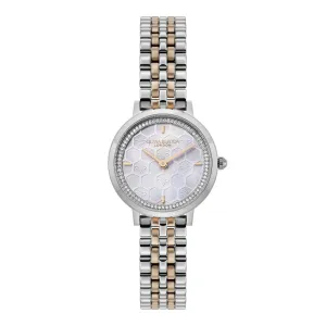 Olivia Burton Signature Honeycomb Ultra Slim Dove Grey Ladies Two Tone Watch 24000265