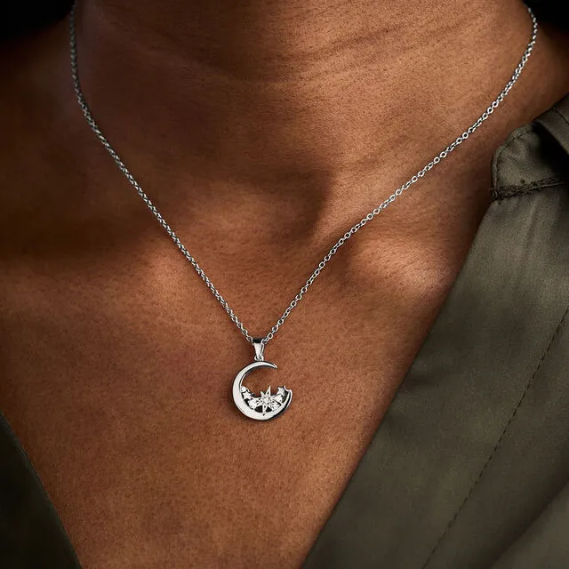 Olivia Burton Silver Celestial Moon Necklace OBJCLN34