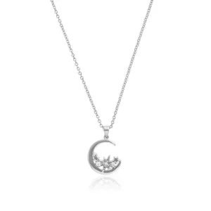 Olivia Burton Silver Celestial Moon Necklace OBJCLN34