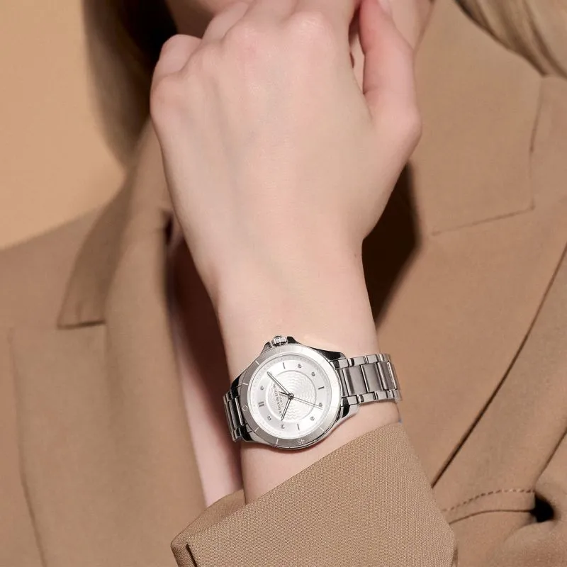 Olivia Burton Sport Luxe Guilloche Silver Ladies Watch 24000039