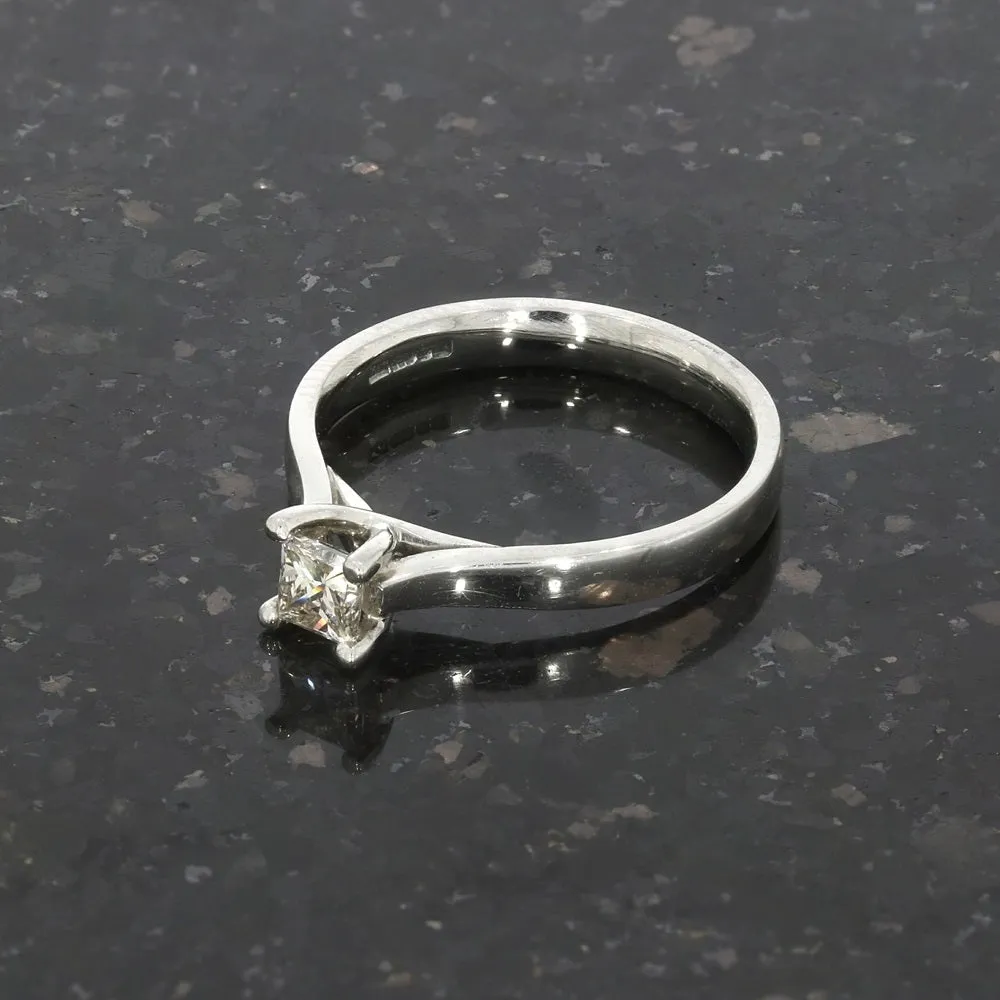 Palladium 0.35ct Solitaire Ring Princess Cut Diamond