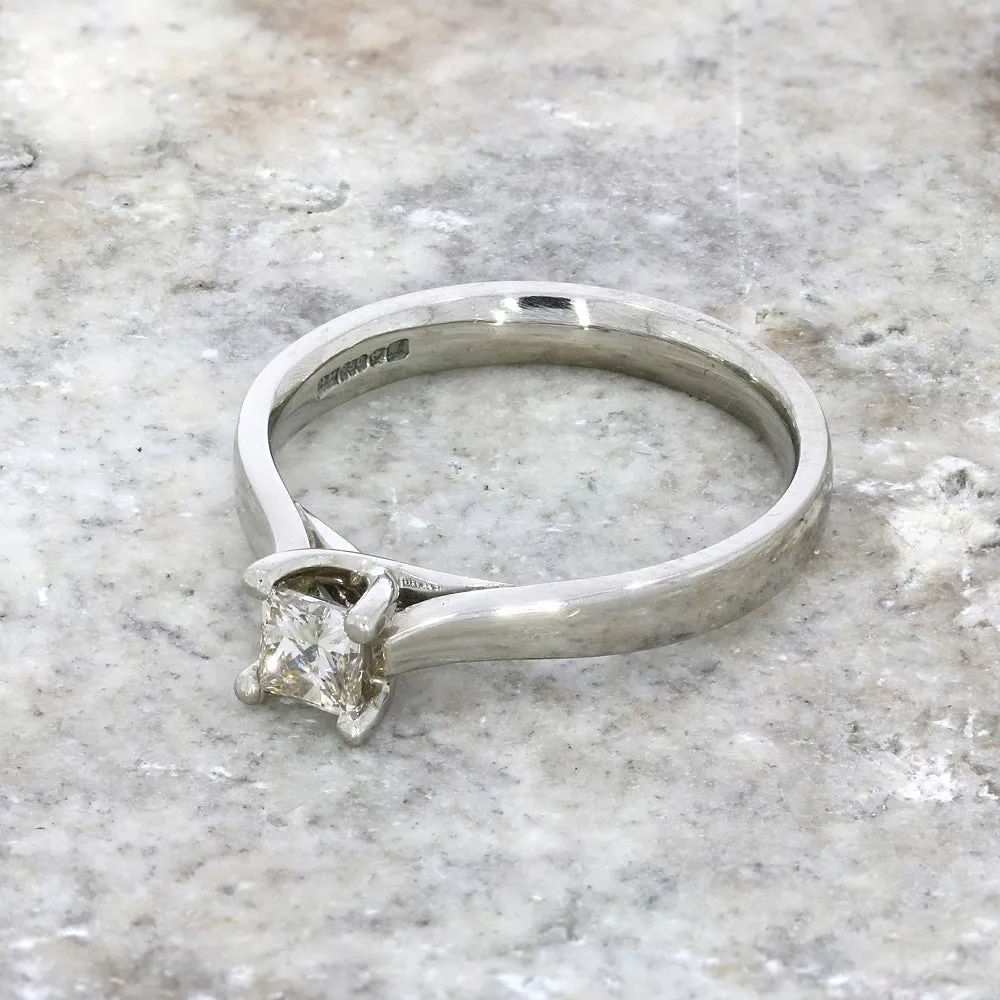 Palladium 0.35ct Solitaire Ring Princess Cut Diamond