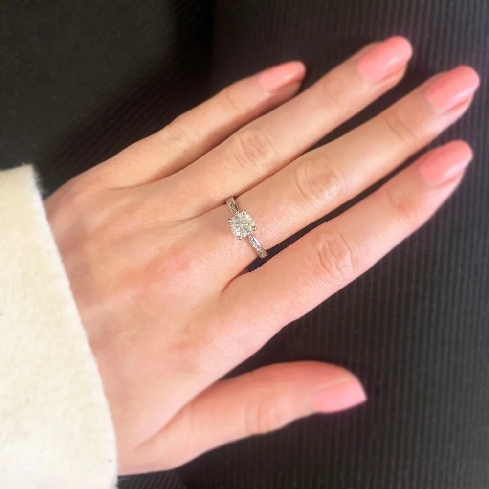 Palladium 0.90cts Solitaire Ring Brilliant Cut Diamond