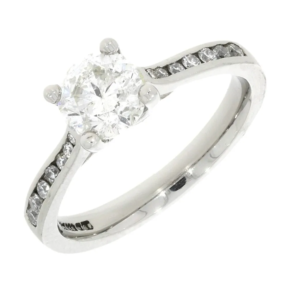 Palladium 0.90cts Solitaire Ring Brilliant Cut Diamond