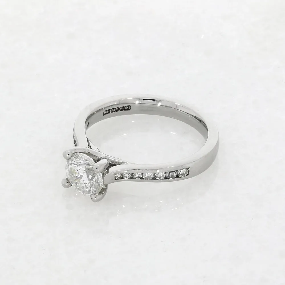 Palladium 0.90cts Solitaire Ring Brilliant Cut Diamond