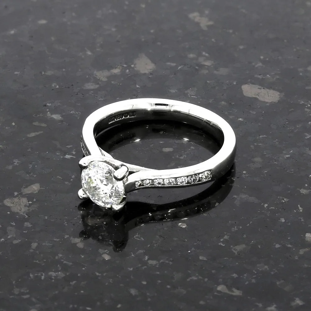 Palladium 0.90cts Solitaire Ring Brilliant Cut Diamond