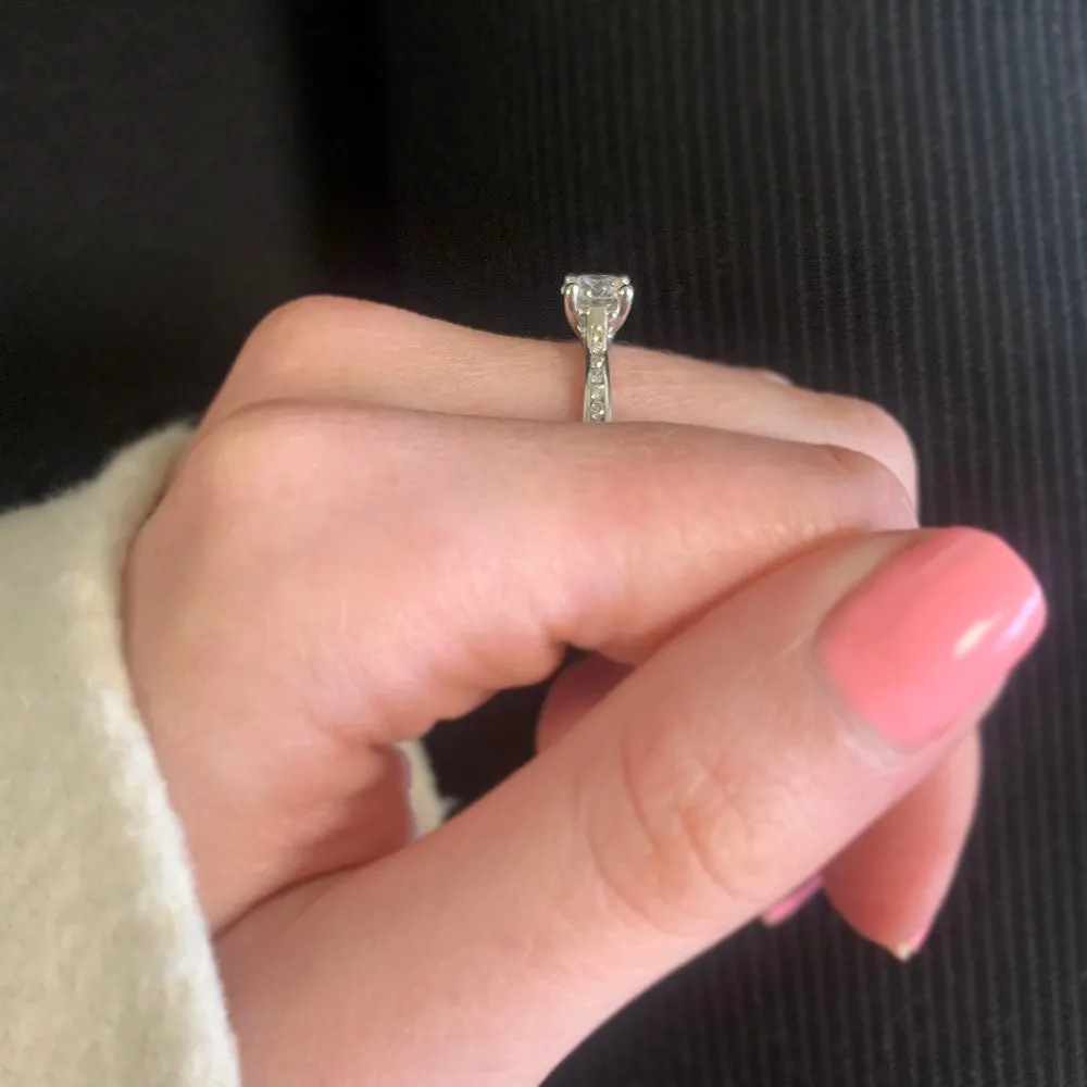 Palladium 0.90cts Solitaire Ring Brilliant Cut Diamond