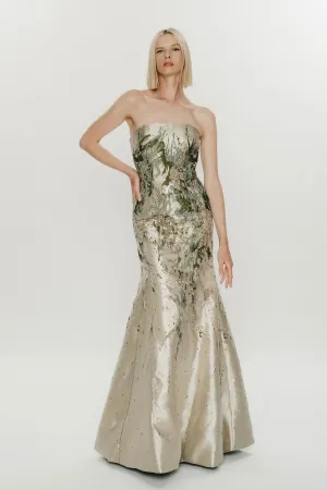 Park 108 Strapless Brocade Gown with Shawl M651