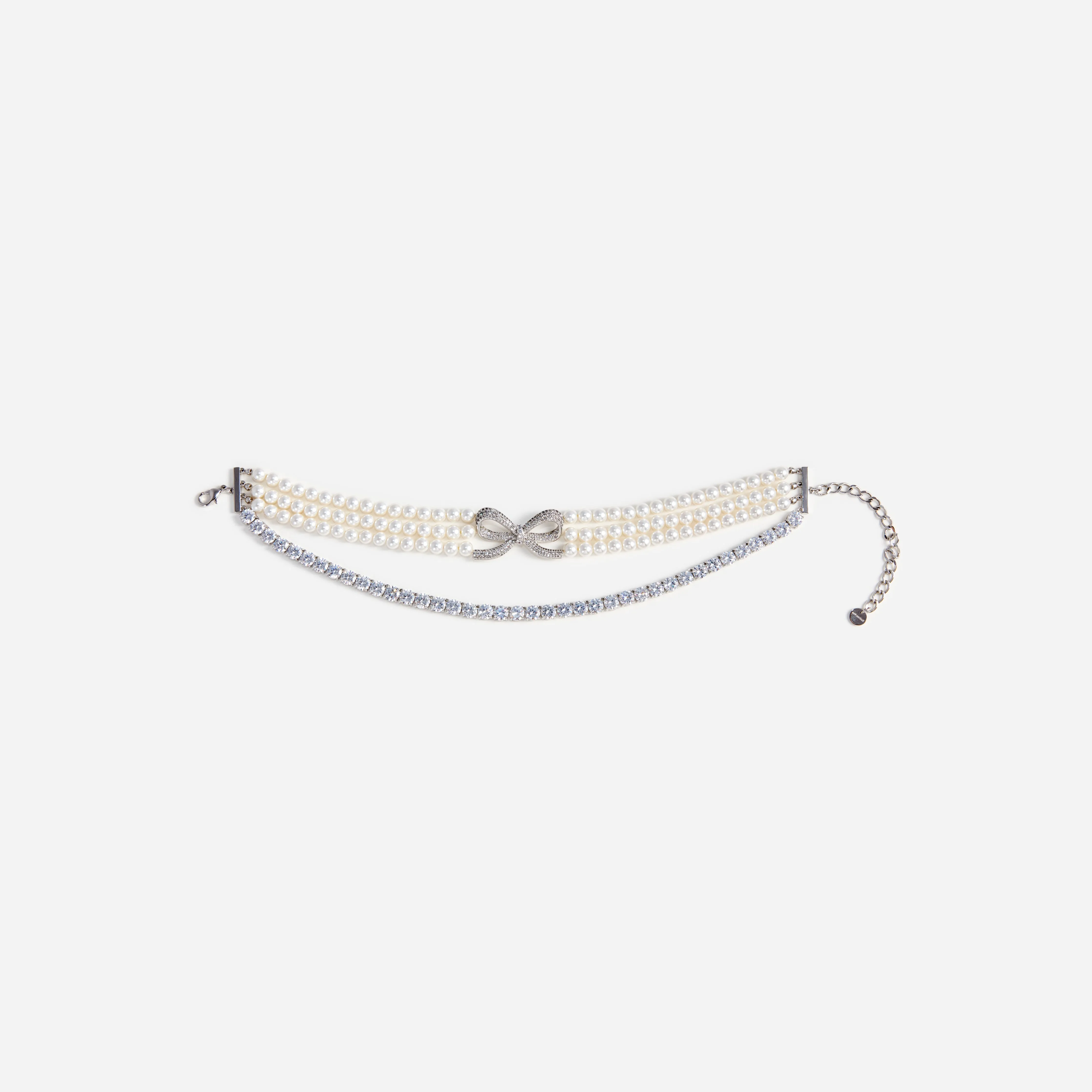 Pearl Crystal Bow Choker Self Portrait