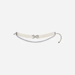 Pearl Crystal Bow Choker Self Portrait