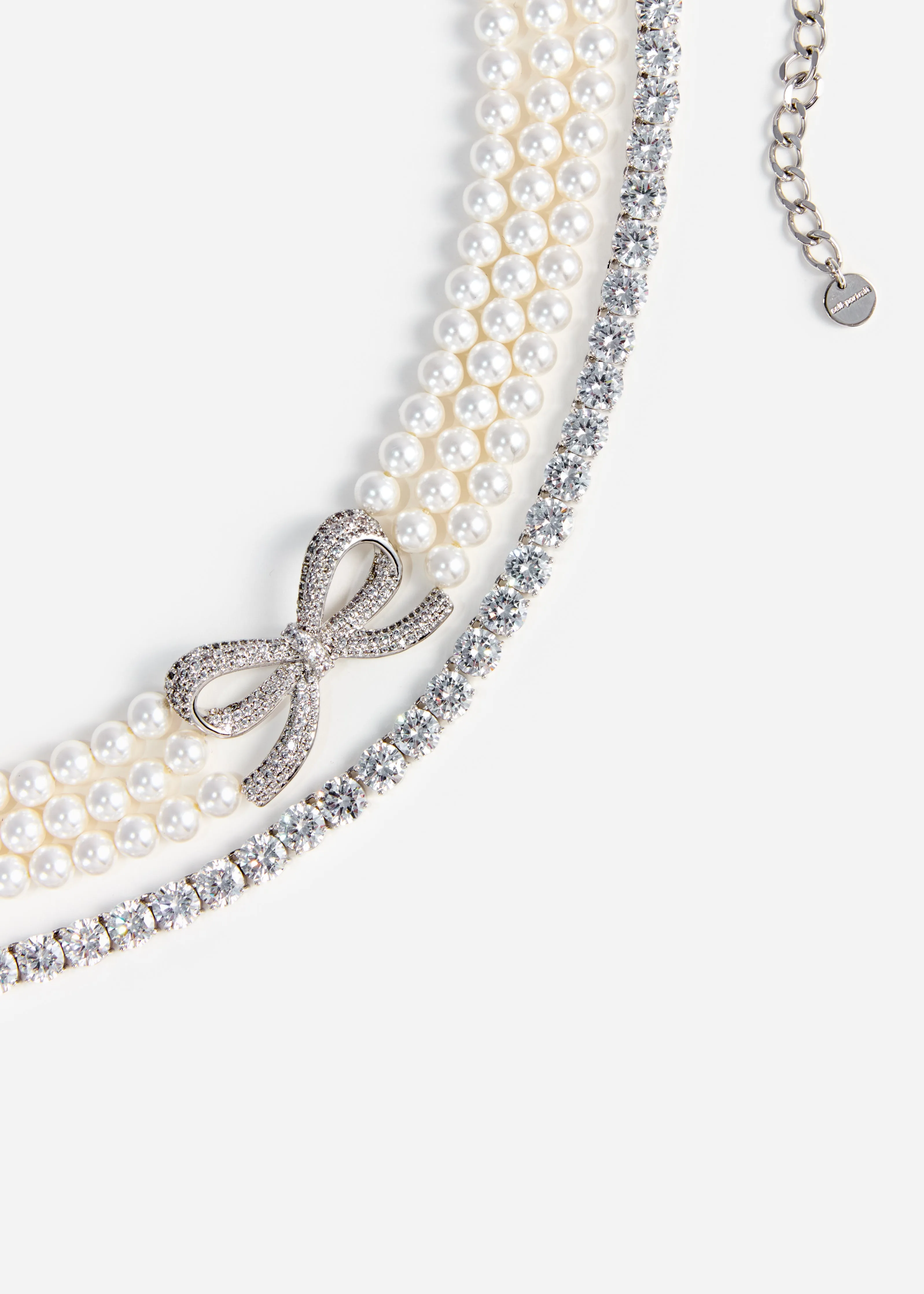 Pearl Crystal Bow Choker Self Portrait