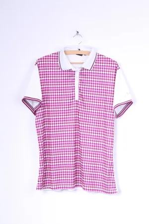 Pin High Womens 3XL (XL) Polo Shirt White Purple Diamonds Golf Top