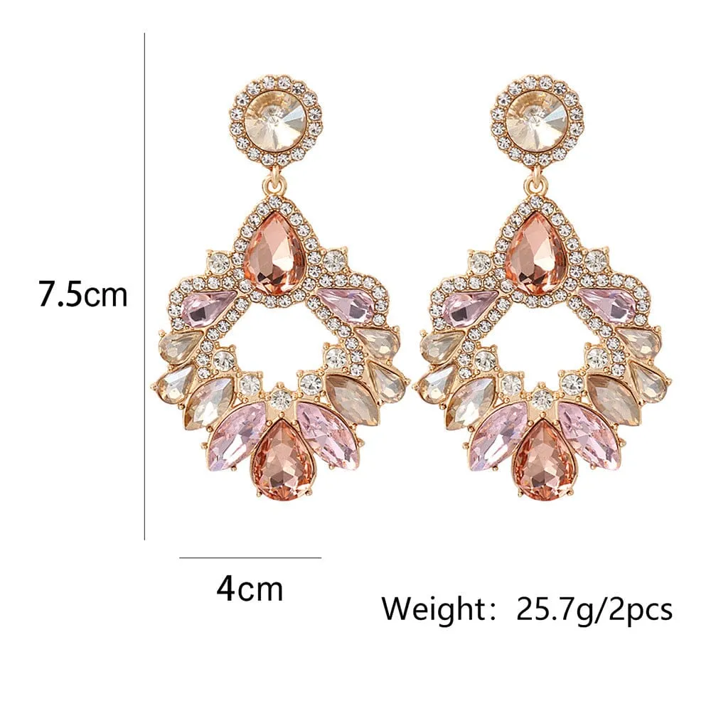 PINK CRYSTAL CHANDELIER DROP EARRINGS Gloria Lanvin