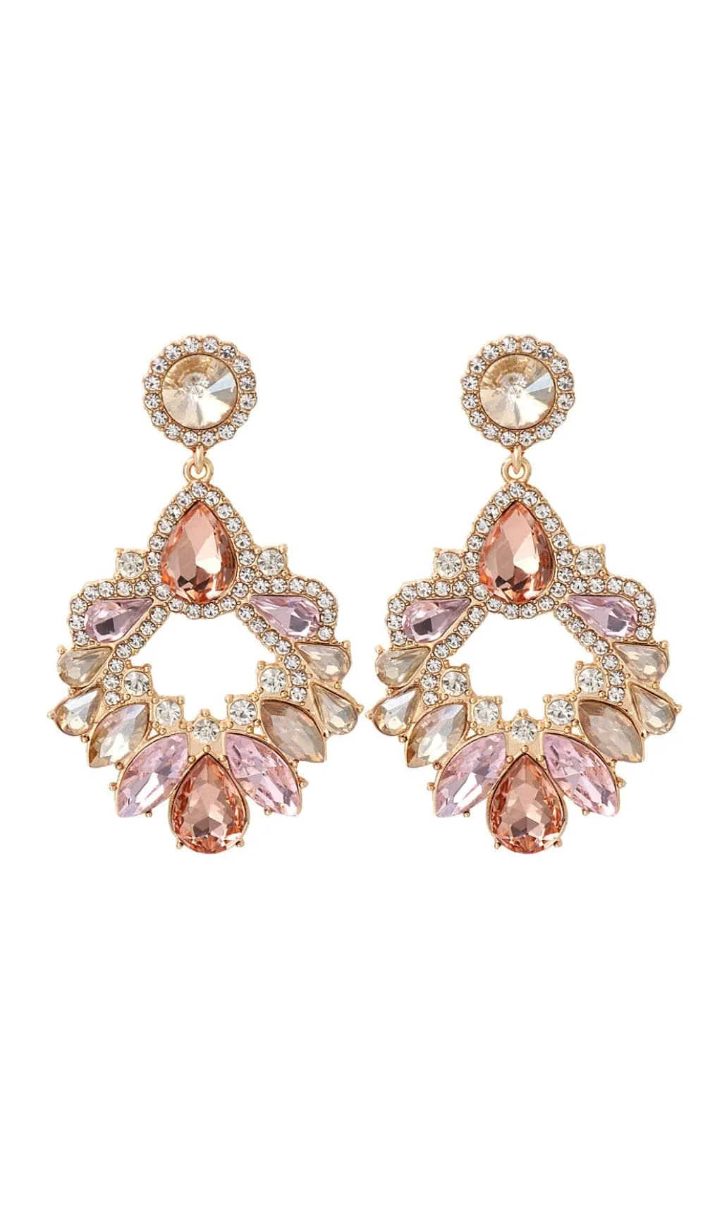 PINK CRYSTAL CHANDELIER DROP EARRINGS Gloria Lanvin