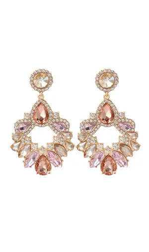 PINK CRYSTAL CHANDELIER DROP EARRINGS Gloria Lanvin