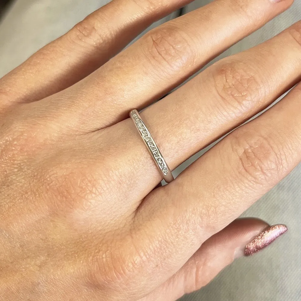 Platinum 0.14ct Brilliant Cut Diamond Channel Set Wedding Ring