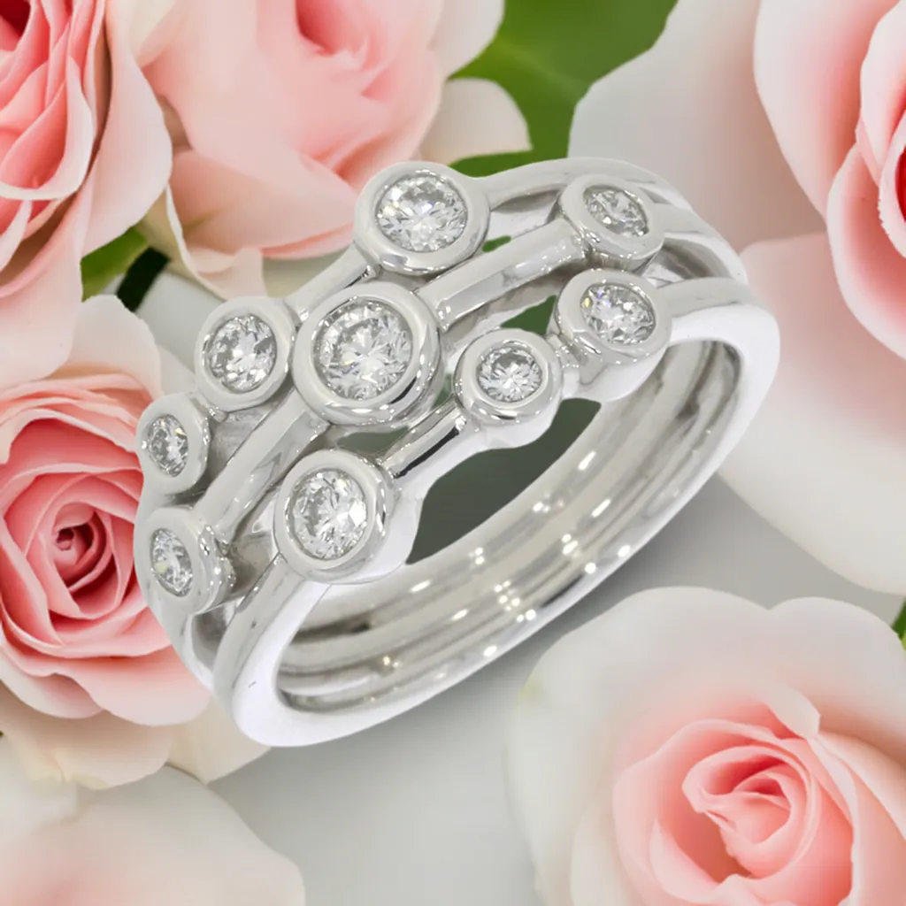 Platinum 0.52cts Diamond Raindance Inspired Design Ring