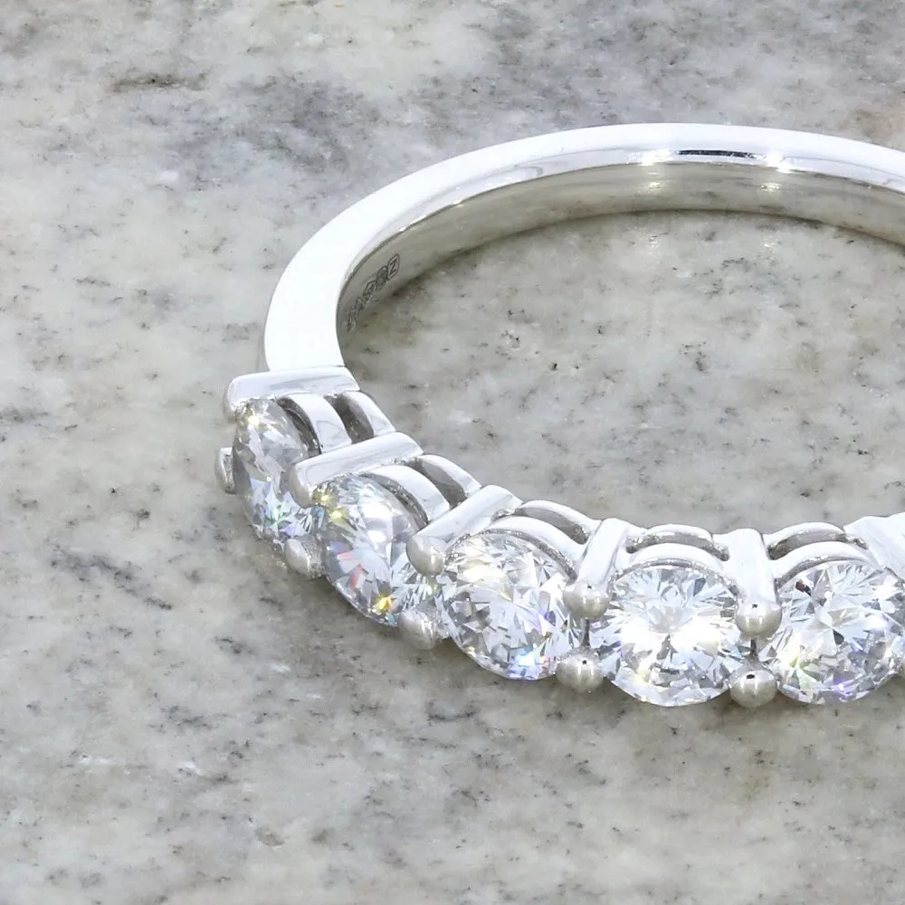 Platinum 1.00cts Lab Grown Diamond Brilliant Cut Half Eternity Ring