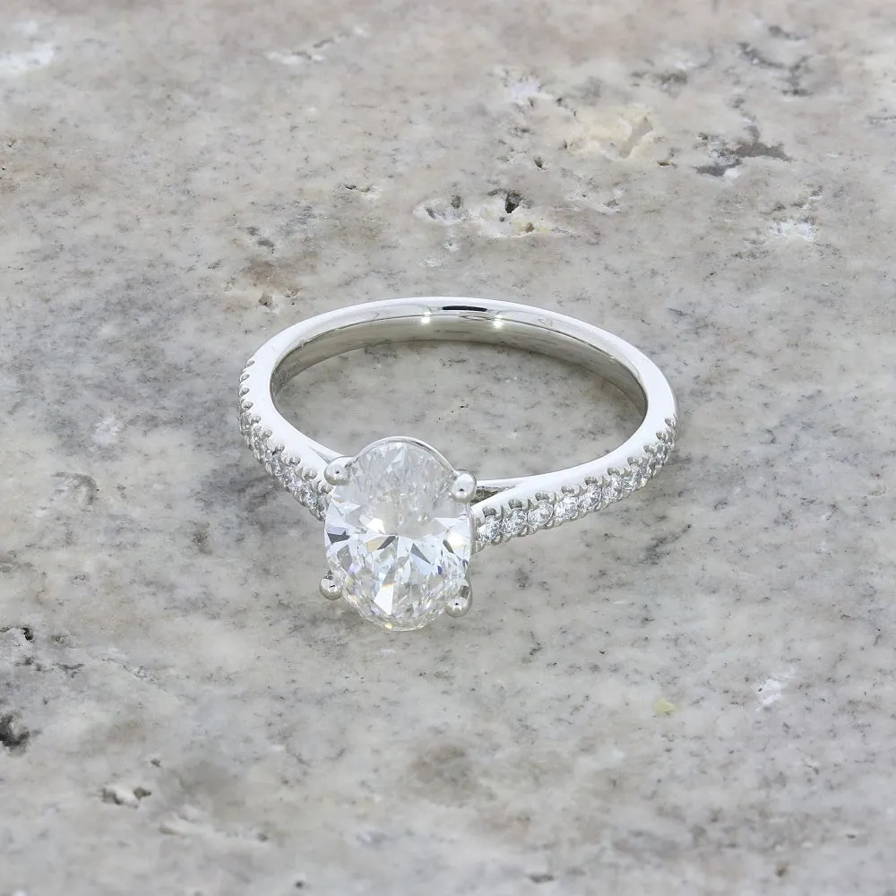 Platinum 1.55cts Lab Grown Diamond Oval Cut Solitaire Ring