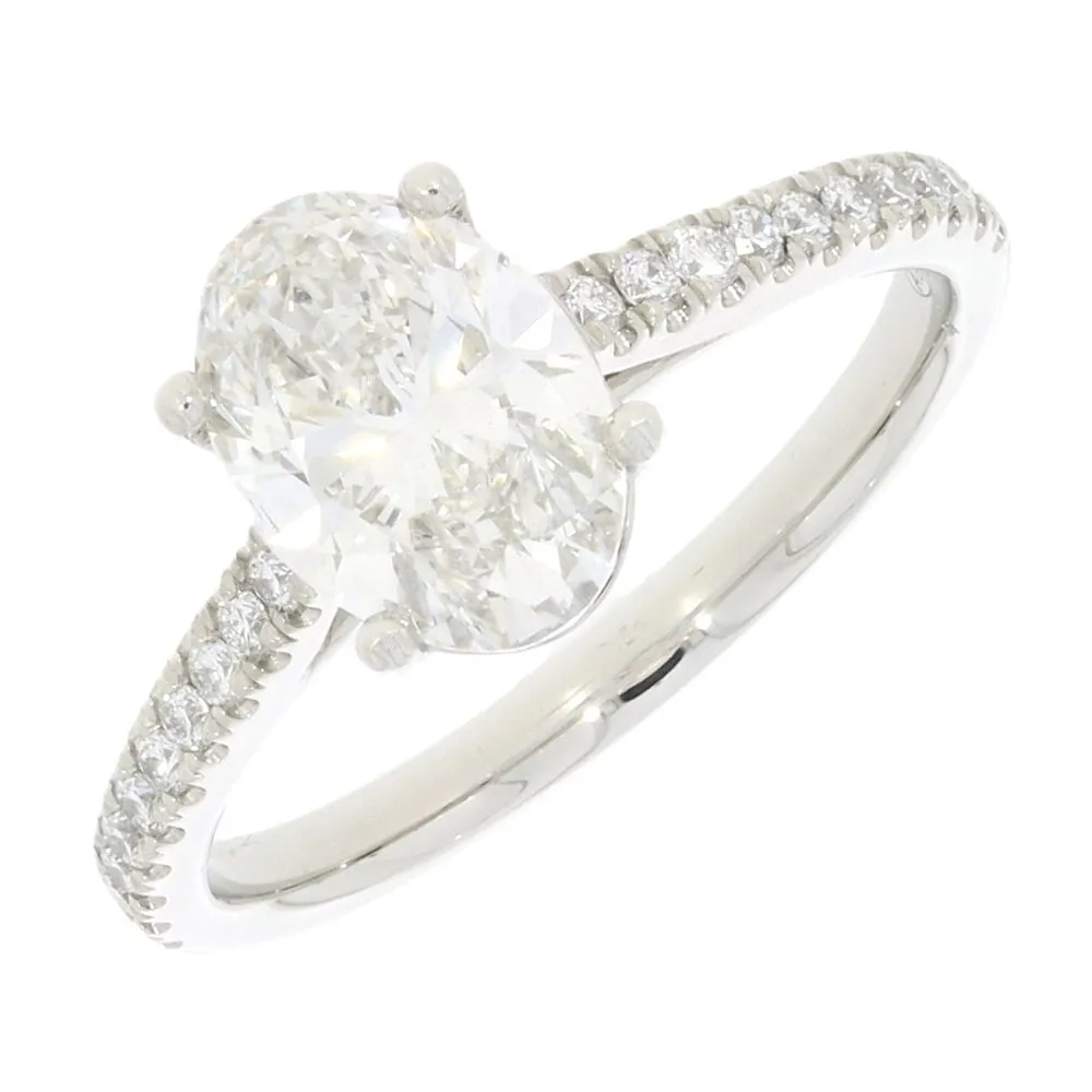Platinum 1.55cts Lab Grown Diamond Oval Cut Solitaire Ring