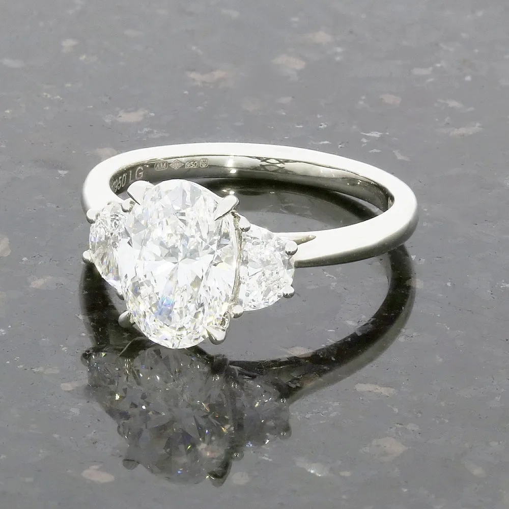 Platinum 2.09cts Lab Grown Diamond Oval Cut Dress Ring