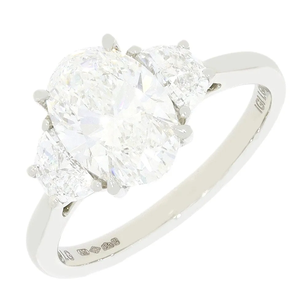Platinum 2.09cts Lab Grown Diamond Oval Cut Dress Ring