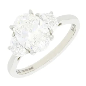 Platinum 2.09cts Lab Grown Diamond Oval Cut Dress Ring