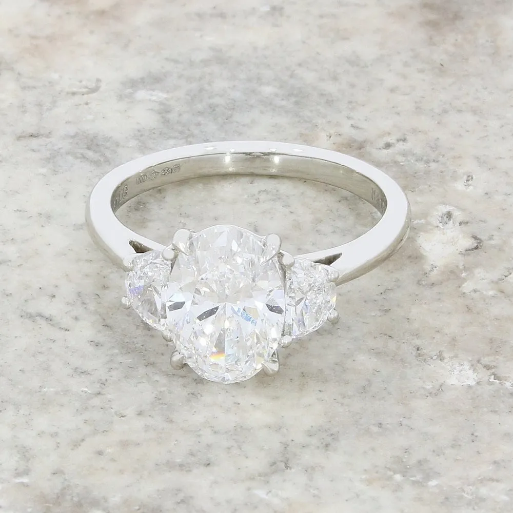 Platinum 2.09cts Lab Grown Diamond Oval Cut Dress Ring