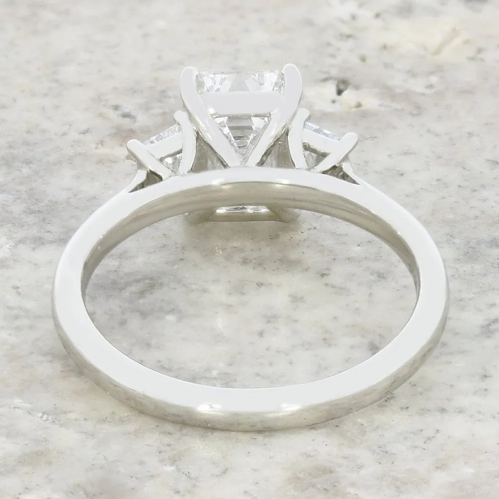 Platinum 2.39cts Lab Grown Diamond Emerald Cut Trilogy Ring