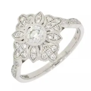 Platinum Art Deco Style Diamond Dress Ring 0.55ct